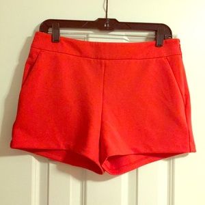 Express, polyester blend, red-orange shorts